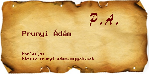 Prunyi Ádám névjegykártya